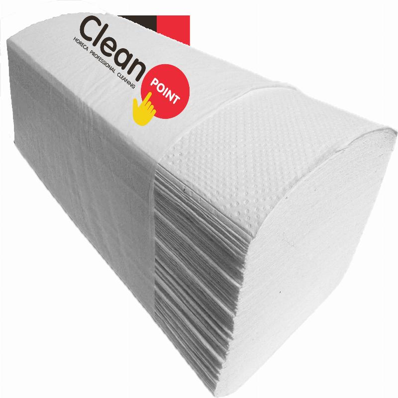 Clean Point Рушник паперовий V-скл. одношаровий 250шт. білий